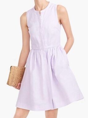 J. Crew Sleeveless Lavender Linen Blend Mini Dress